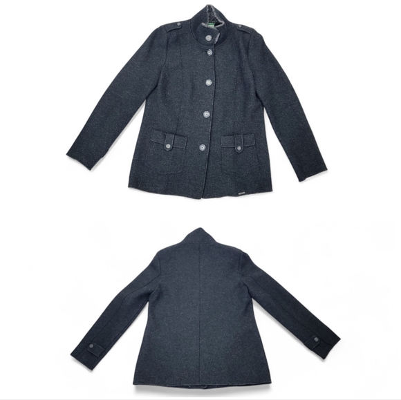 Geiger Austria Grey Boiled Wool Jacket Mock Neck Button Coat Women’s EU 40 US M - Picture 17 of 17